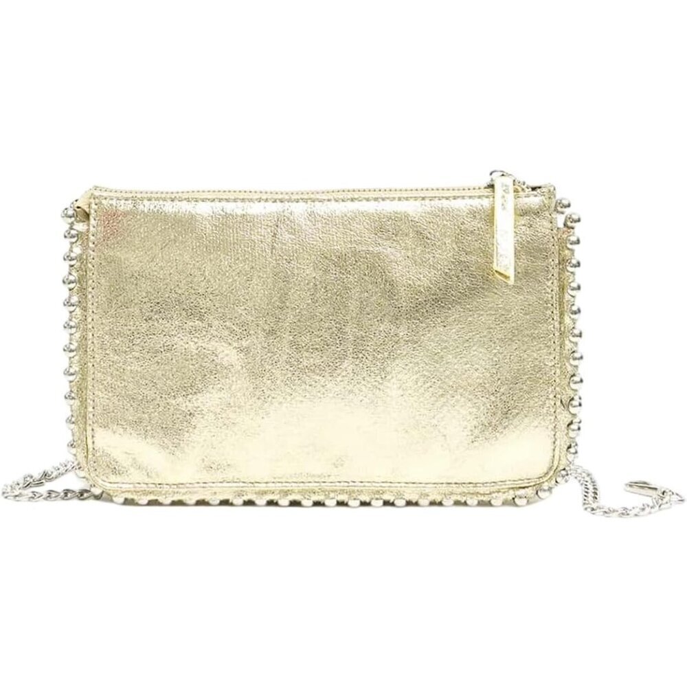 Women's Metallic Beaded Crossbody Bag Beaded Chain Strap Party Purse